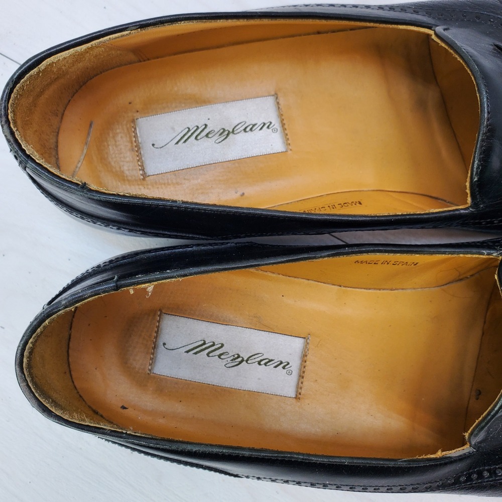 Mezlan Havana‎ 404M Mens Black Leather Tassel Loafers Wingtip Brogue Spain 11 M - Picture 9 of 13